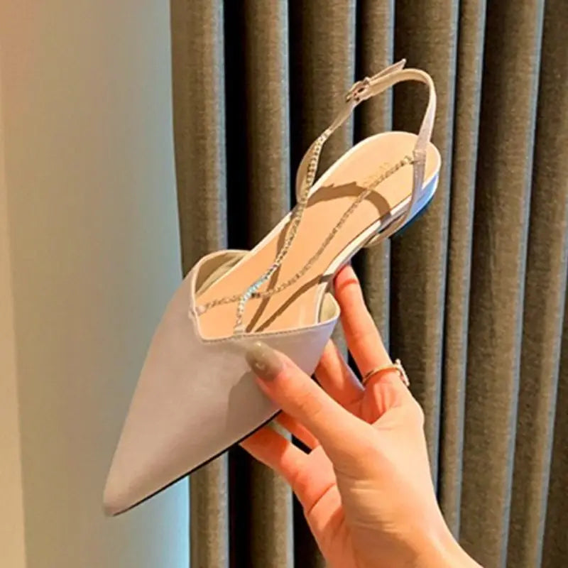 Chain-Detail Slingback Flats