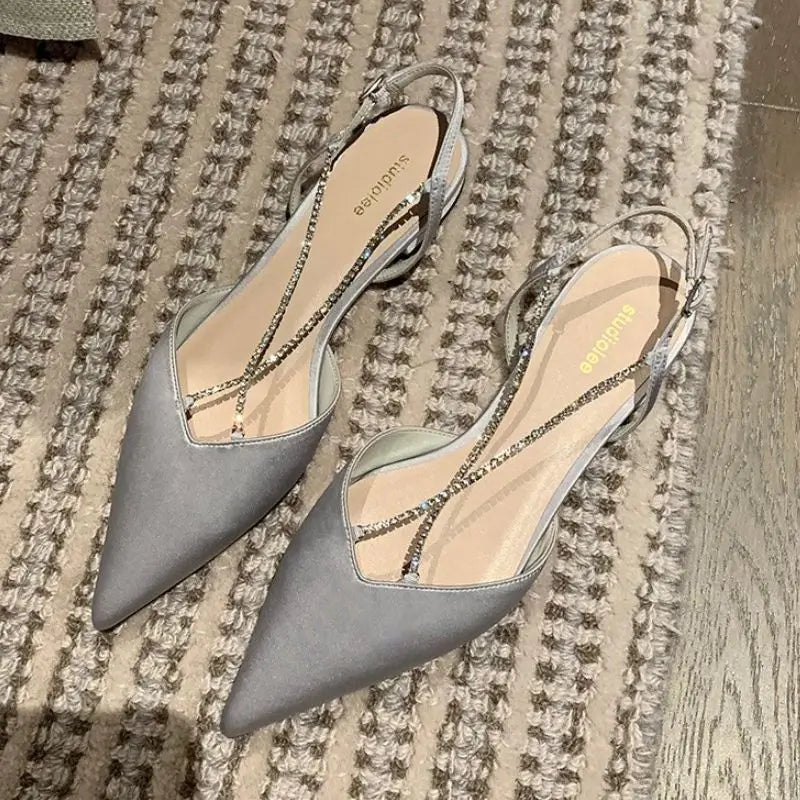 Chain-Detail Slingback Flats